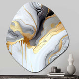 White And Gold Marble Abstract II - Asymmetric Metal Wall Art