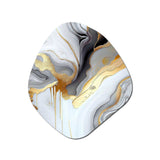 White And Gold Marble Abstract II - Asymmetric Metal Wall Art