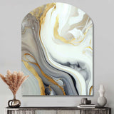 White And Gold Marble Abstract III - Asymmetric Metal Wall Art