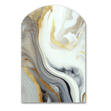 White And Gold Marble Abstract III - Asymmetric Metal Wall Art