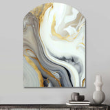 White And Gold Marble Abstract III - Asymmetric Metal Wall Art