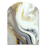 White And Gold Marble Abstract III - Asymmetric Metal Wall Art