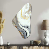 White And Gold Marble Abstract III - Asymmetric Metal Wall Art