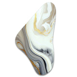 White And Gold Marble Abstract III - Asymmetric Metal Wall Art