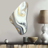 White And Gold Marble Abstract III - Asymmetric Metal Wall Art