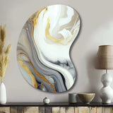 White And Gold Marble Abstract III - Asymmetric Metal Wall Art