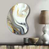 White And Gold Marble Abstract III - Asymmetric Metal Wall Art