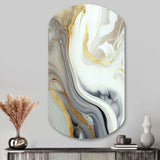 White And Gold Marble Abstract III - Asymmetric Metal Wall Art