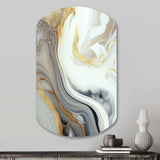 White And Gold Marble Abstract III - Asymmetric Metal Wall Art