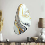 White And Gold Marble Abstract III - Asymmetric Metal Wall Art