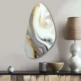 White And Gold Marble Abstract III - Asymmetric Metal Wall Art