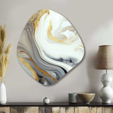 White And Gold Marble Abstract III - Asymmetric Metal Wall Art