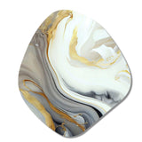 White And Gold Marble Abstract III - Asymmetric Metal Wall Art