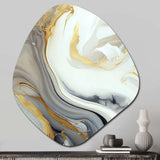 White And Gold Marble Abstract III - Asymmetric Metal Wall Art