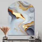 White And Gold Marble Abstract IV - Asymmetric Metal Wall Art