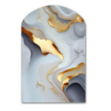 White And Gold Marble Abstract IV - Asymmetric Metal Wall Art