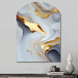 White And Gold Marble Abstract IV - Asymmetric Metal Wall Art