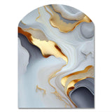 White And Gold Marble Abstract IV - Asymmetric Metal Wall Art