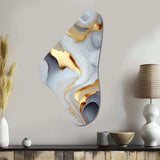 White And Gold Marble Abstract IV - Asymmetric Metal Wall Art