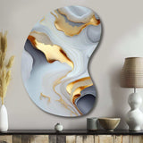 White And Gold Marble Abstract IV - Asymmetric Metal Wall Art