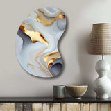 White And Gold Marble Abstract IV - Asymmetric Metal Wall Art