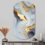 White And Gold Marble Abstract IV - Asymmetric Metal Wall Art