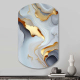 White And Gold Marble Abstract IV - Asymmetric Metal Wall Art