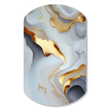 White And Gold Marble Abstract IV - Asymmetric Metal Wall Art