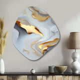 White And Gold Marble Abstract IV - Asymmetric Metal Wall Art