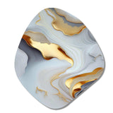 White And Gold Marble Abstract IV - Asymmetric Metal Wall Art