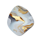 White And Gold Marble Abstract IV - Asymmetric Metal Wall Art