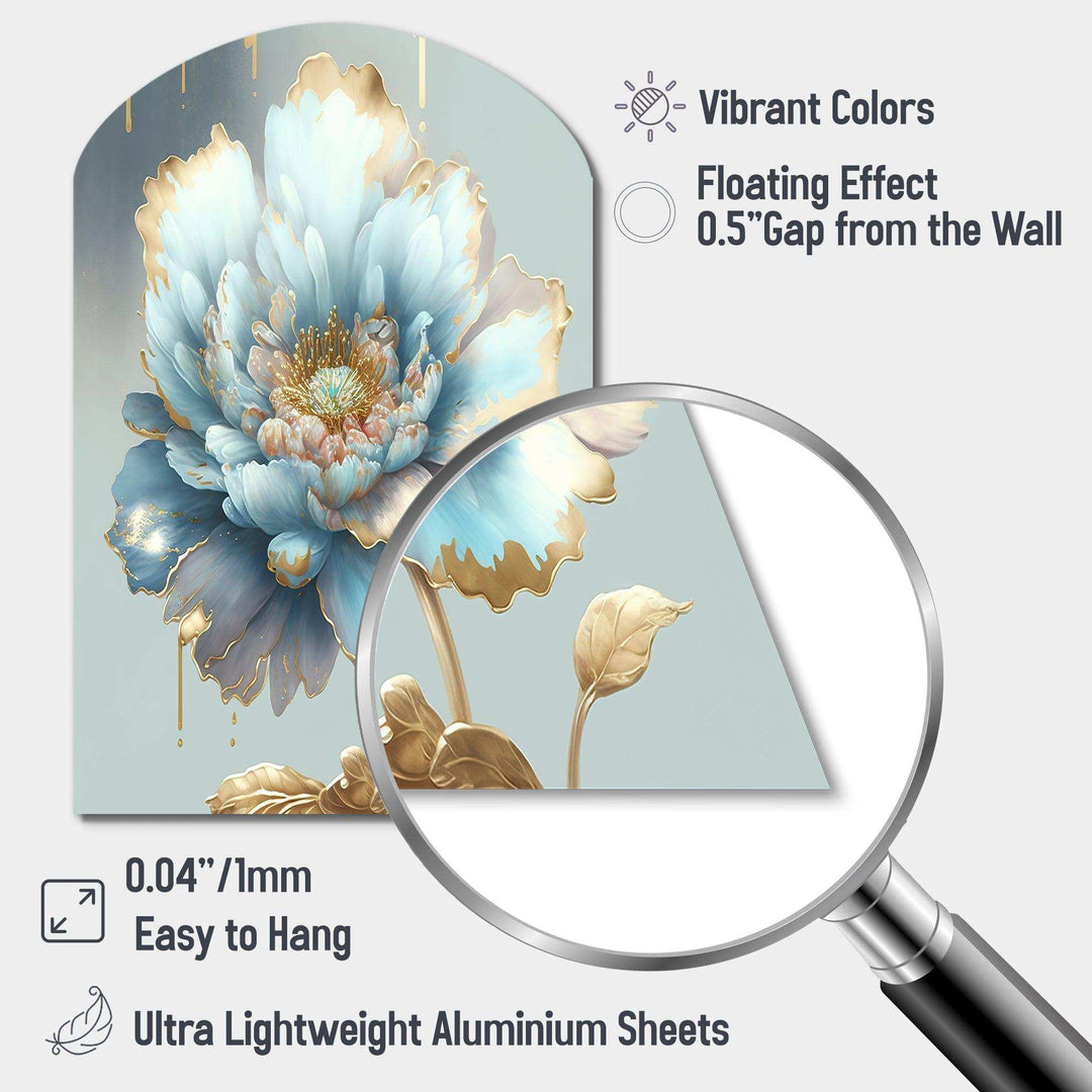 Chic Blue Blooming Flower IV - Asymmetric Metal Wall Art