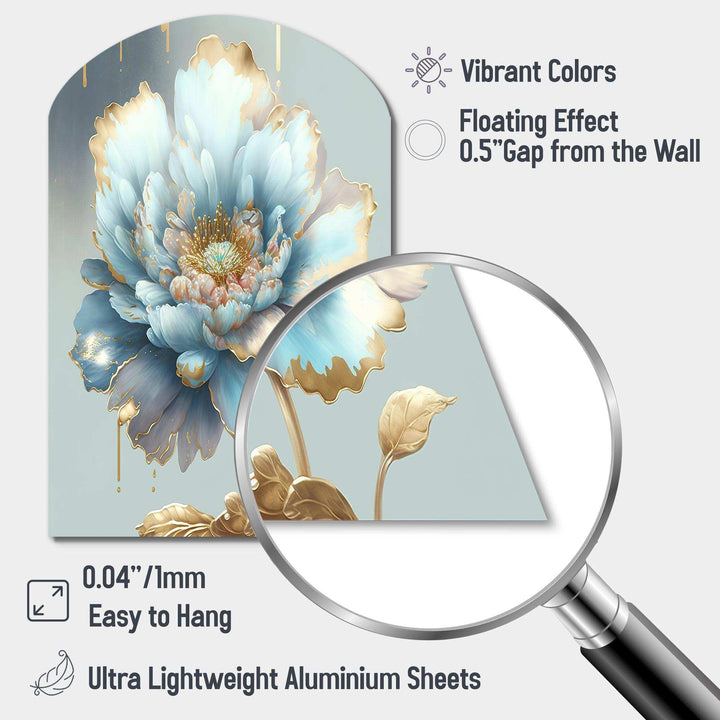 Chic Blue Blooming Flower IV - Asymmetric Metal Wall Art