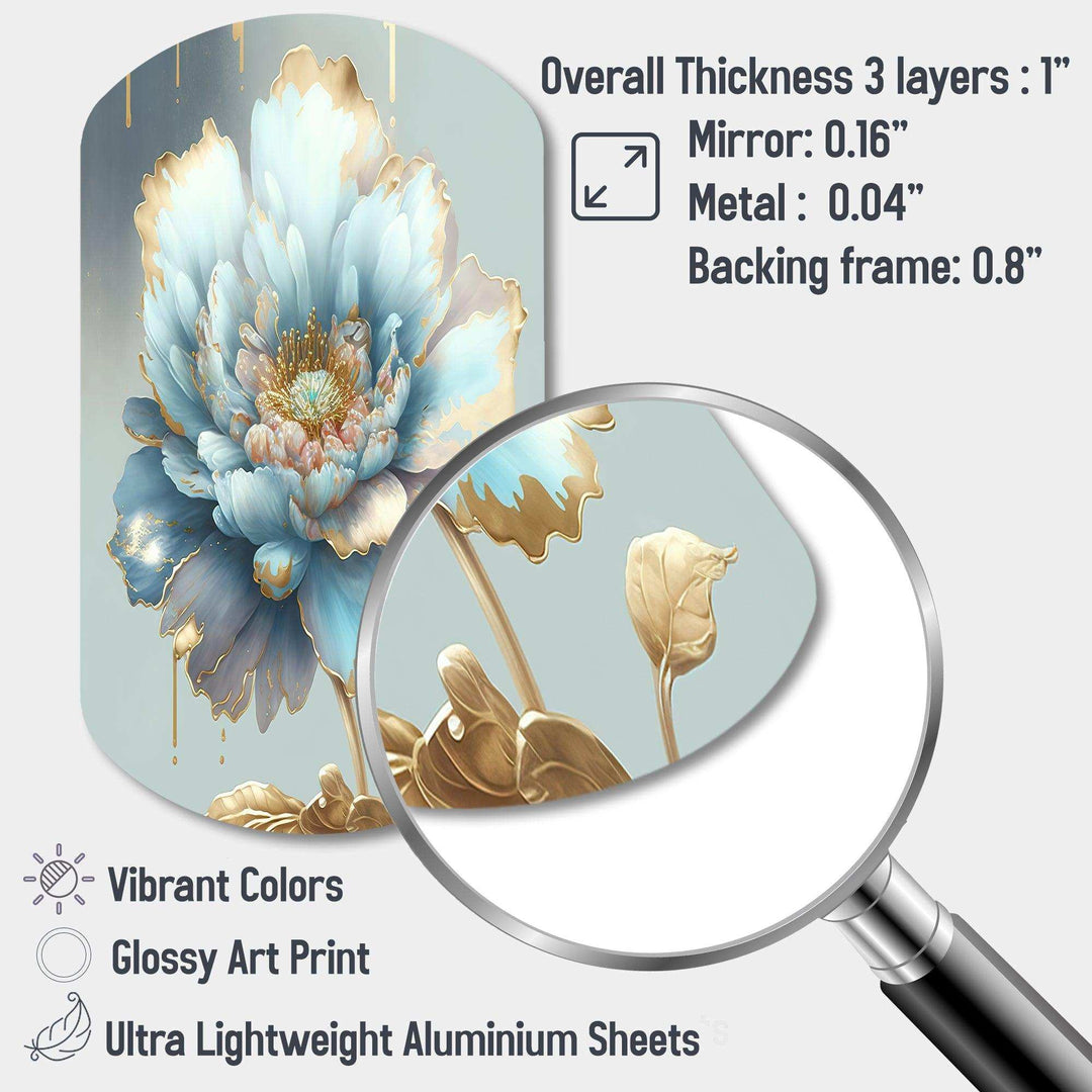 Chic Blue Blooming Flower IV - Asymmetric Metal Wall Art