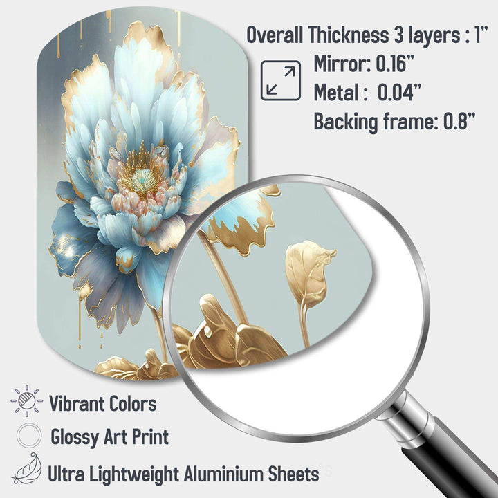 Chic Blue Blooming Flower IV - Asymmetric Metal Wall Art