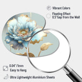 Chic Blue Blooming Flower IV - Asymmetric Metal Wall Art