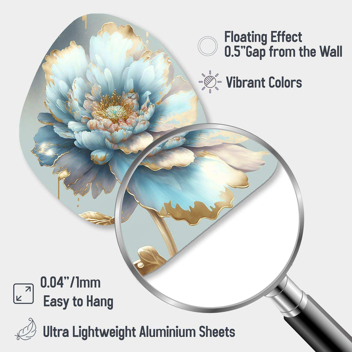 Chic Blue Blooming Flower IV - Asymmetric Metal Wall Art