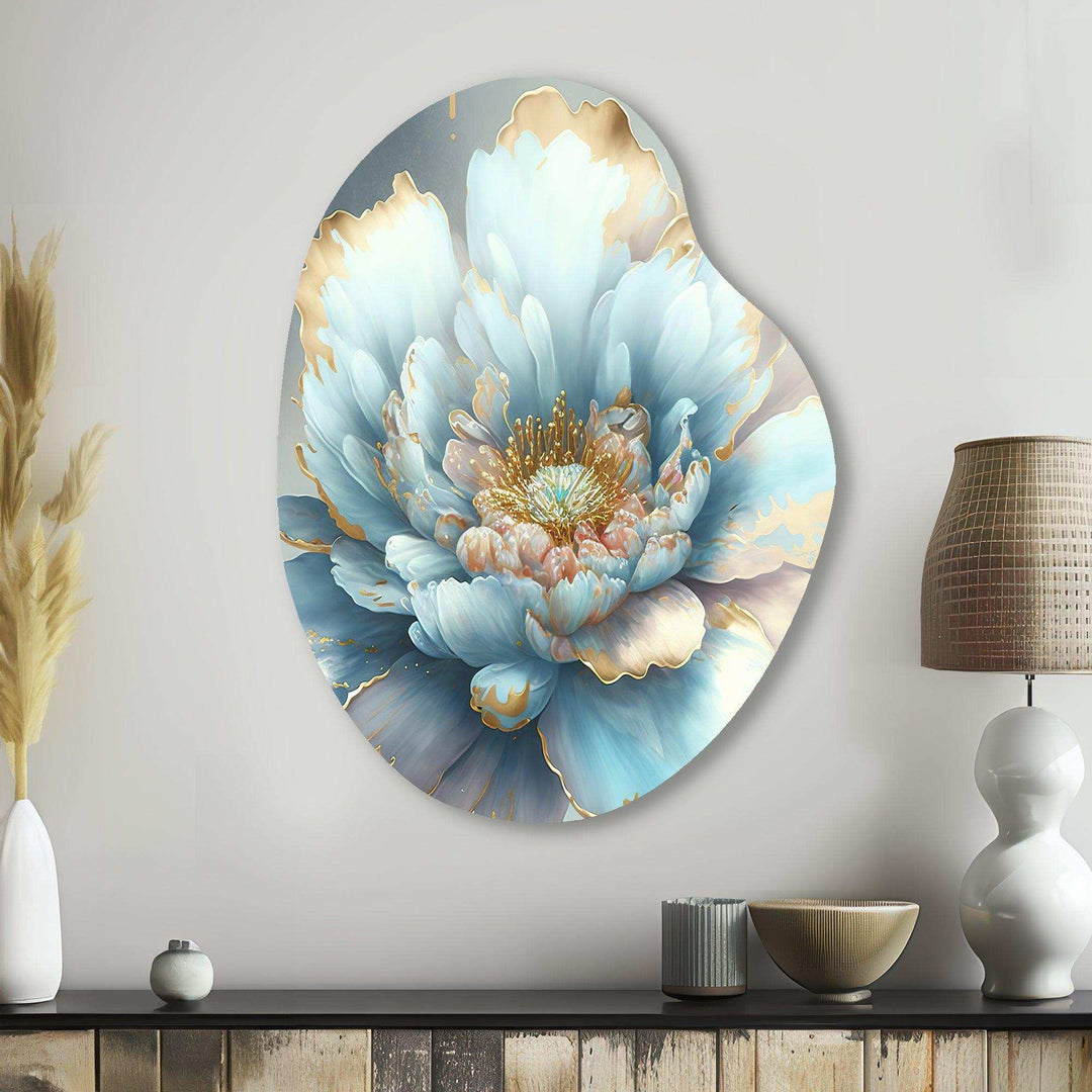 Chic Blue Blooming Flower IV - Asymmetric Metal Wall Art