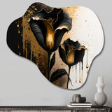 Black And Gold Cally Lillies - Asymmetric Metal Wall Art