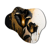 Black And Gold Cally Lillies - Asymmetric Metal Wall Art