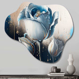 Light Blue And White Cally Lillies II - Asymmetric Metal Wall Art