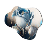 Light Blue And White Cally Lillies II - Asymmetric Metal Wall Art