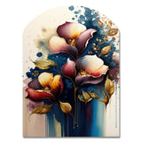 Blue And Burgundy Cally Lily Bouquet III - Asymmetric Metal Wall Art