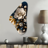 Black And Gold Camellia Bouquet I - Asymmetric Metal Wall Art