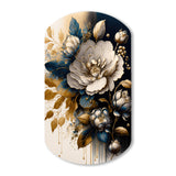 Black And Gold Camellia Bouquet I - Asymmetric Metal Wall Art