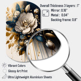 Black And Gold Camellia Bouquet I - Asymmetric Metal Wall Art