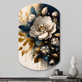 Black And Gold Camellia Bouquet I - Asymmetric Metal Wall Art