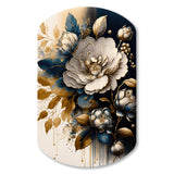 Black And Gold Camellia Bouquet I - Asymmetric Metal Wall Art