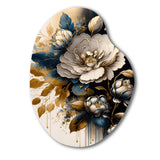 Black And Gold Camellia Bouquet I - Asymmetric Metal Wall Art