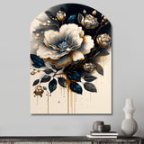 Black And Gold Camellia Bouquet II - Asymmetric Metal Wall Art